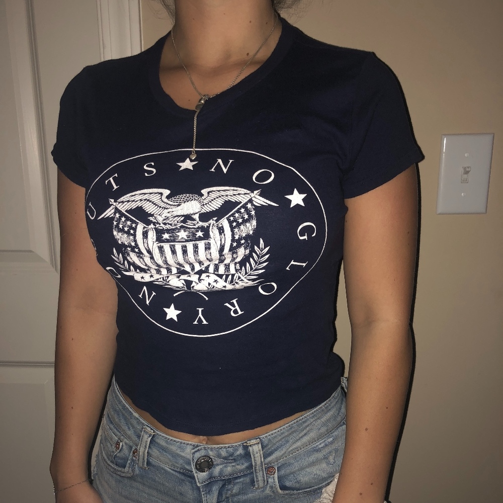 Blue Graphic Crop Top